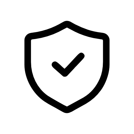 A minimalist line art icon depicting a shield with a checkmark inside, often used to symbolize security, protection, or approval, relevant for insurance blogs discussing policy benefits or safety.