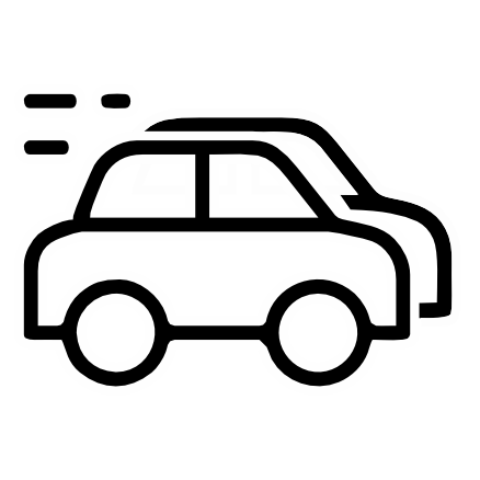outline icon of a passenger car, likely a sedan or hatchback.