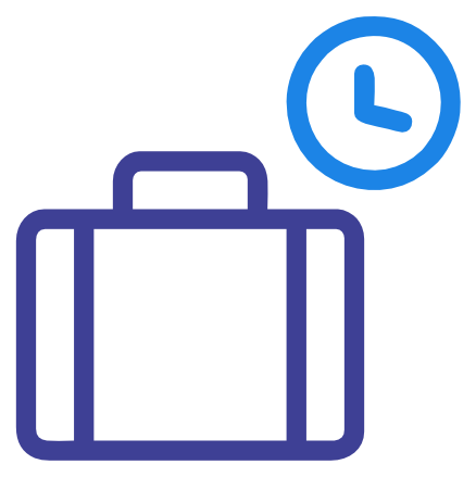 Icon of two suitcases with a clock, representing delayed or pending luggage.
