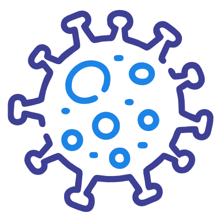 Icon of the COVID-19 virus (a spikey sphere), representing disease or health crisis.
