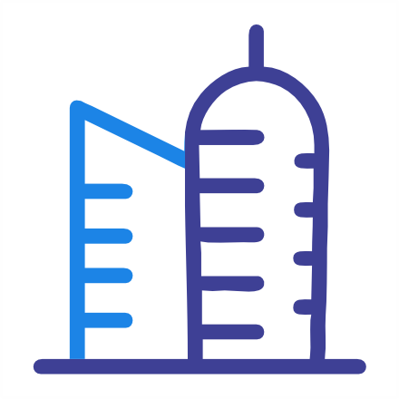 Modern towers icon – property and building insurance