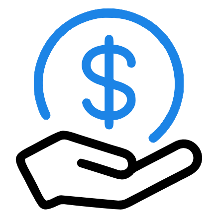 An icon of a hand holding a dollar sign, representing financial transactions or money.