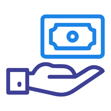 An icon of a hand holding money, representing payment or giving.