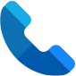 Blue icon of a classic telephone receiver, symbolizing a phone call or contact.