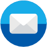 Blue icon of an envelope, symbolizing email or messaging.