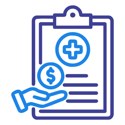 An icon of a clipboard with medical cross and dollar sign, representing medical billing or health insurance documents.