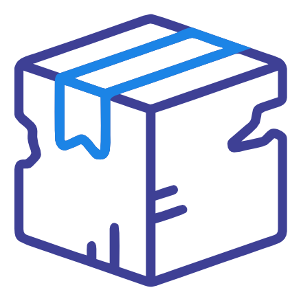 An icon of a cardboard box, representing packaging or logistics.