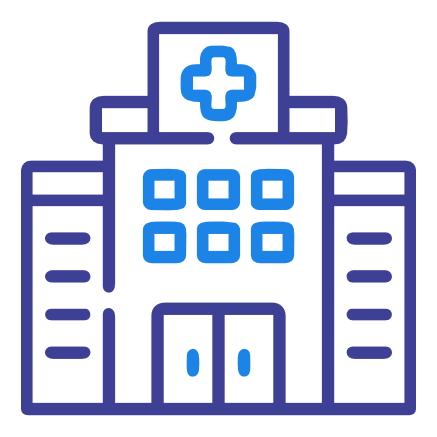 An icon of a hospital building, representing healthcare facilities.