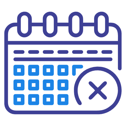 Icon of a calendar with several dates marked with "X"s, suggesting cancellations or missed appointments.