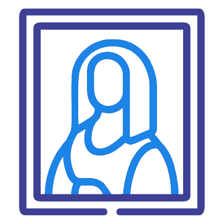 Icon of a framed portrait, likely of a person, with a simple, undetailed outline.