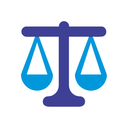 Legal balance scale icon – insurance policy comparison